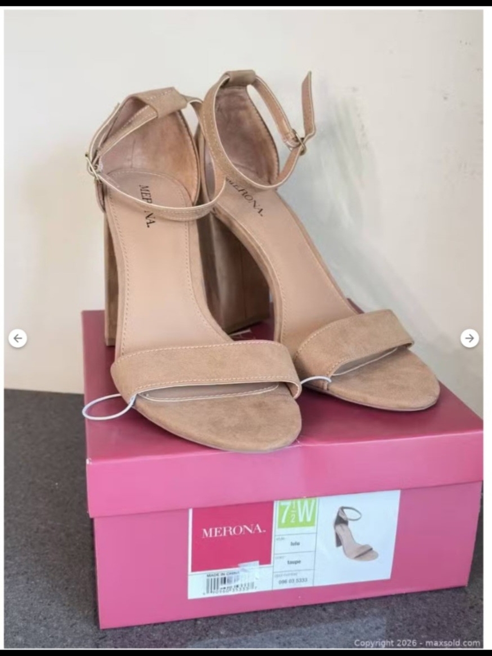 Merona Nude/Tan Suede Ankle-Strap Block Heel Sandals